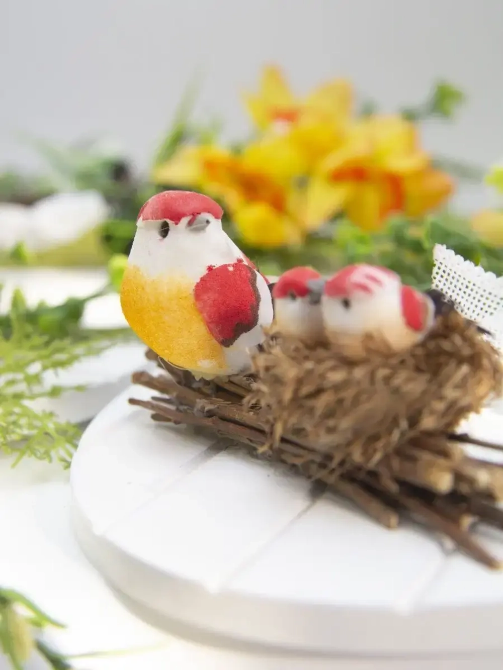 Панно "Птички" с искусственными цветами 36*28 см