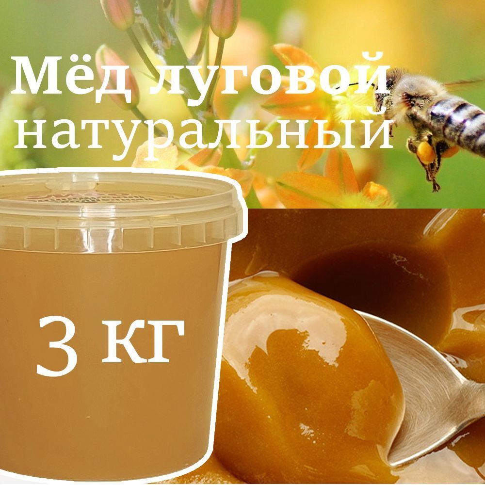 Мед луговой натуральный 3кг