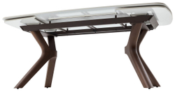 Стол КИРАН (KIRAN) 180 БЕЖЕВЫЙ МРАМОР (MATTE SICILY BEIGE SOLID CERAMIC) / Орех темный, ®DISAUR