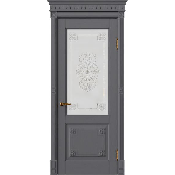 Межкомнатная дверь массив дуба Viporte Флоренция Декор графит остеклённая