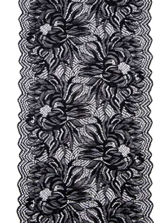 163 Кружево эластичное 18,5 см, Италия, черный 170