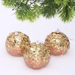 Новогодние шары «GLAME - Блеск» 8 см (набор 3 шт), Розовое золото
