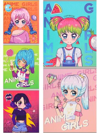Тетрадь А5 96л. клет. "Девочка-аниме" ТМ"Collezione" софт-тач, в ассорт. (Т96-3614) (Проф-Пресс)