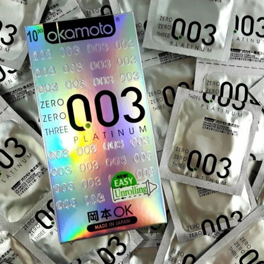 Презервативы Okamoto 0.03 platinum ultra-thin condom 12 шт.