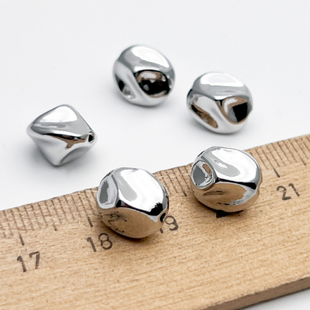 Бусина, цвет серебро (родий), размер 10,5*9,5 мм, цена за 1 шт