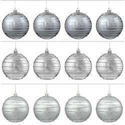 GAEM Набор из 12шт, Украшение новогоднее Шар "Спираль серебристая", D8 см, L35 W27 H9 см