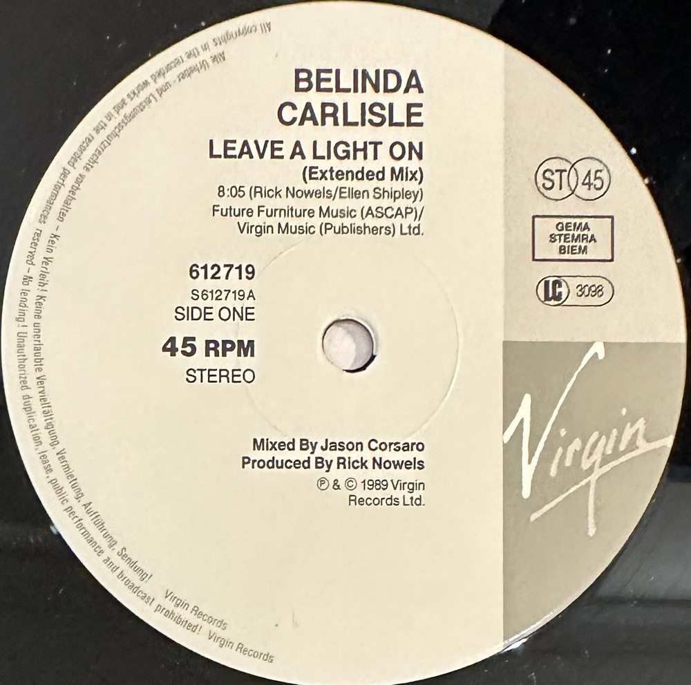 Belinda Carlisle- Leave A Light On (Германия 1989г.) 12", 45 RPM