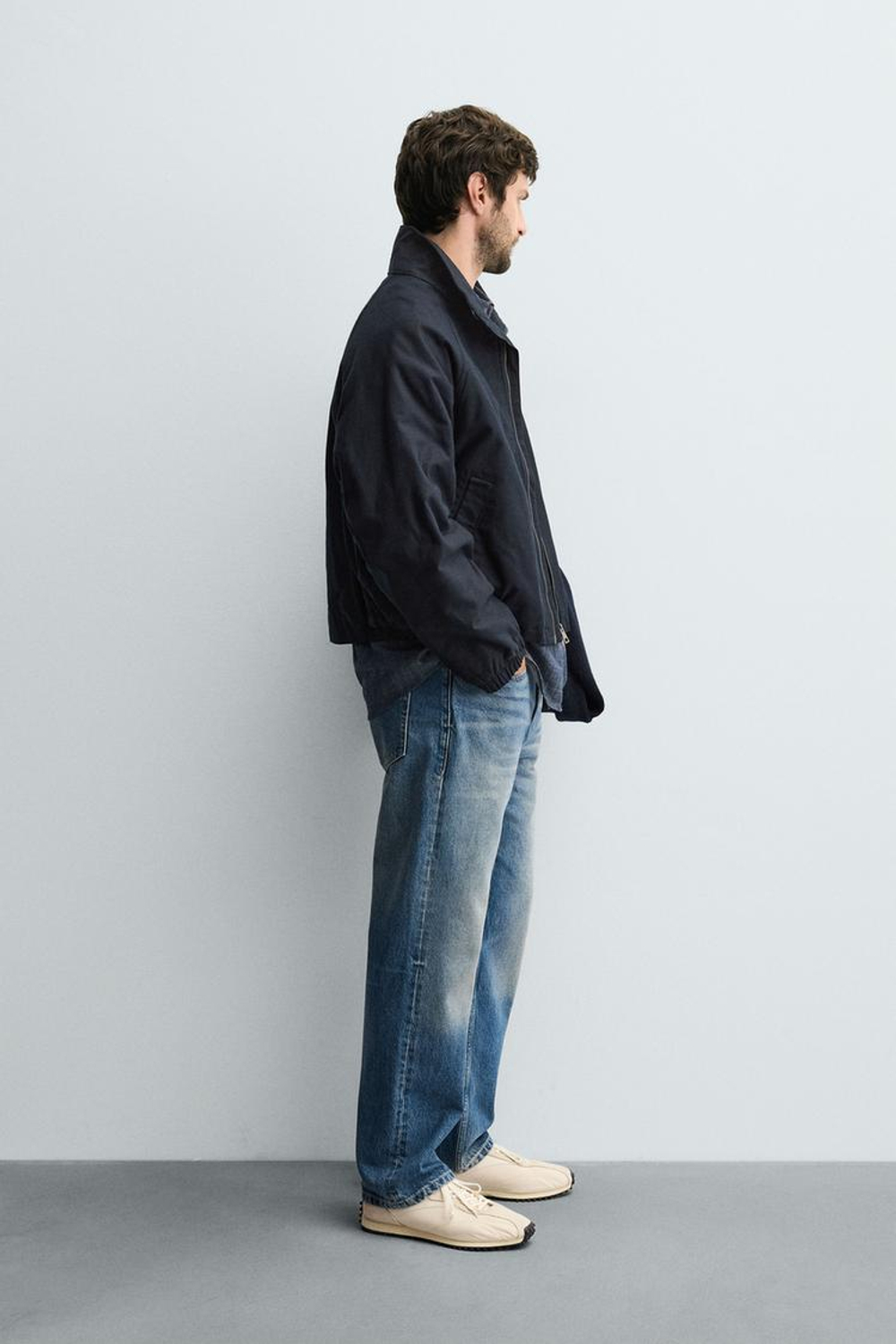 ZARA УКОРОЧЕННАЯ СТЕГАНАЯ КУРТКА, СИНИЙ