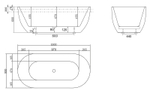 Акриловая ванна BelBagno 150x80 BB70-1500-800-W/NM Черная Белая без гидромассажа