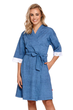 Элегантный халат на запахе (Размер: S) (Цвет: синий)