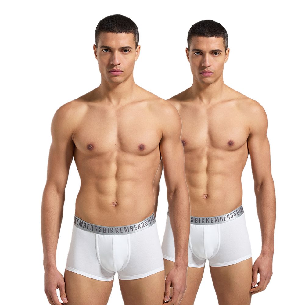 Мужские трусы боксеры белые набор 2в1 Bikkembergs SILVER BKK1UTR11BI