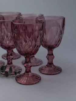 Набор фужеров для вина, 330 мл, 6 шт. Пурпурные