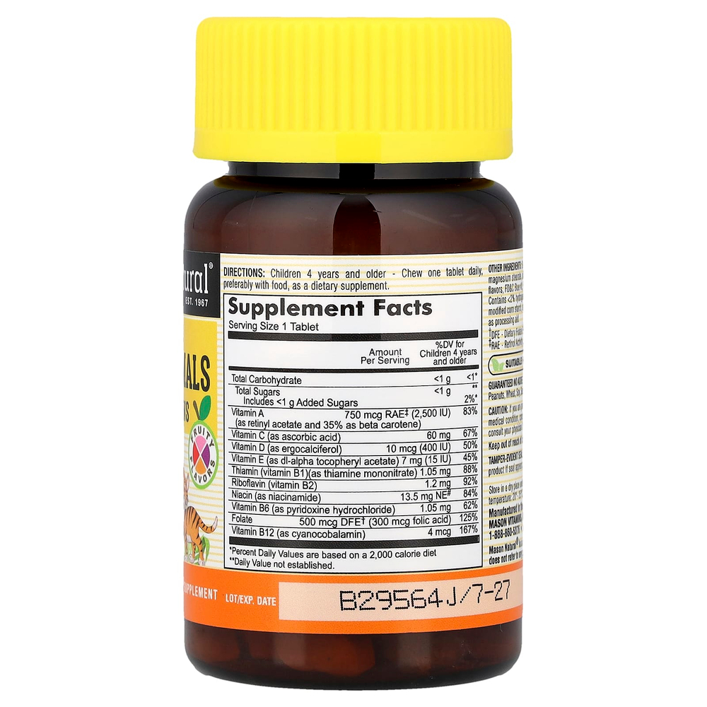 Mason Natural, Little Animals, жевательные мультивитамины, фруктовый вкус, 60 жевательных таблеток