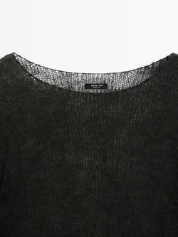 Massimo Dutti Свитер с ажурным узором, темно-зеленый