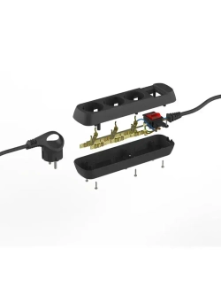 Удлинитель электрический Intro UES350-B с заземлением с выключателем 3 розетки 5 м ПВС 3х0,75мм2 10А черный