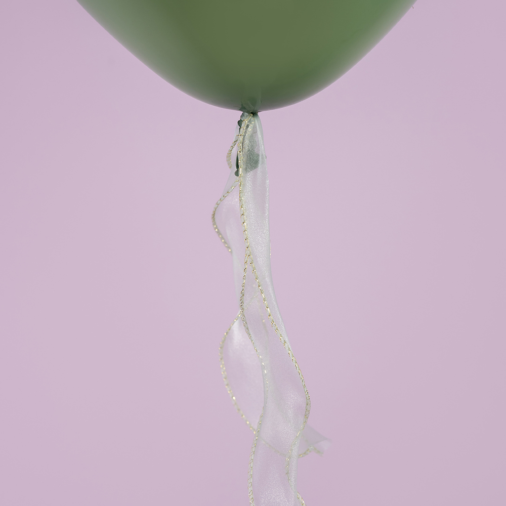 Лента декоративная (4 см*9,14 м) Органза с леской, Золотая кайма, Мятный, 1 шт., 6233854