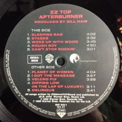 Винтажная виниловая пластинка LP ZZ Top Afterburner (Germany 1985)