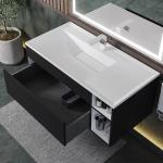 Тумба с раковиной для ванной Uperwood Lotus Premium подвесная, 100 см, черная