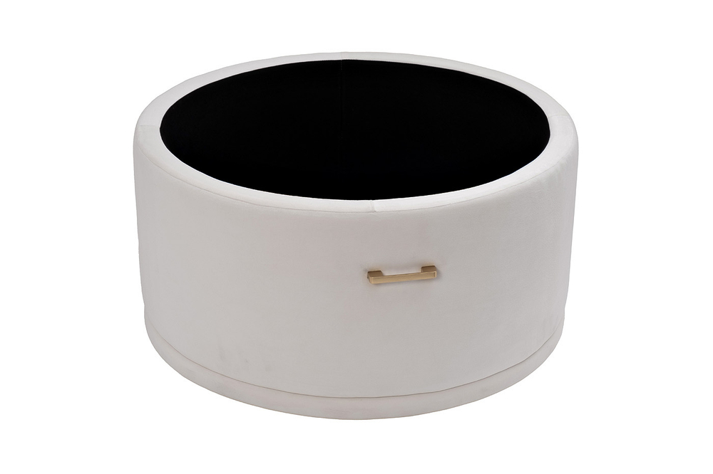 Стол журнальный с пуфом и стеклянной столешницей 47x84см Garda Decor бежевый/золото