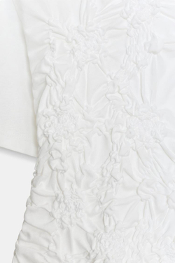 ZARA ТОП С КОРОТКИМИ РУКАВАМИ И СБОРКАМИ, БЕЛЫЙ