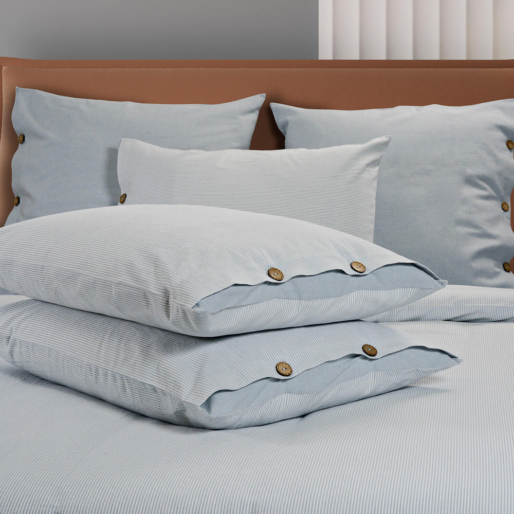 Постельное белье 1.5 спальное Sharmes Rustic голубая полоса