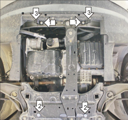 Усиленная защита Motodor картера двигателя, кпп. 2 мм, сталь. для Chrysler Sebring 2007-2010,Dodge Avenger 2007-2014 арт.00303