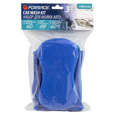 Набор для мойки а/м 3пр. (салфетки, губка) Forsage F-CWK5228