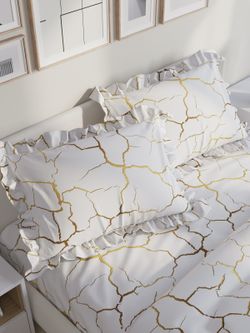 Декоративная наволочка с рюшами, оборками "Кракле(белый)" 50х70 см, 1 шт, без молнии