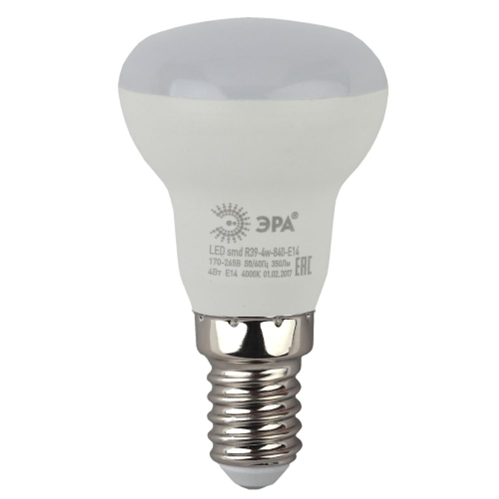 Лампа светодиодная ЭРА STD LED R39-4W-840-E14 4Вт рефлектор нейтральный белый свет Е14 | Лампы cветодиодные Рефлектор (R )