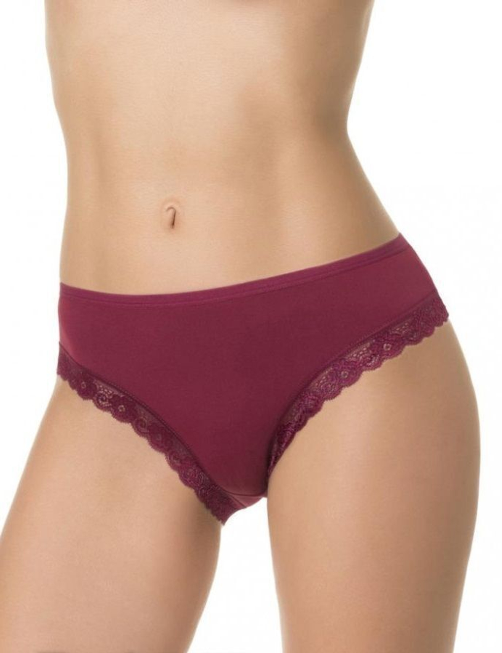 Бамбуковые трусики-слипы с кружевной оторочкой (Размер: S) (Цвет: молочный)