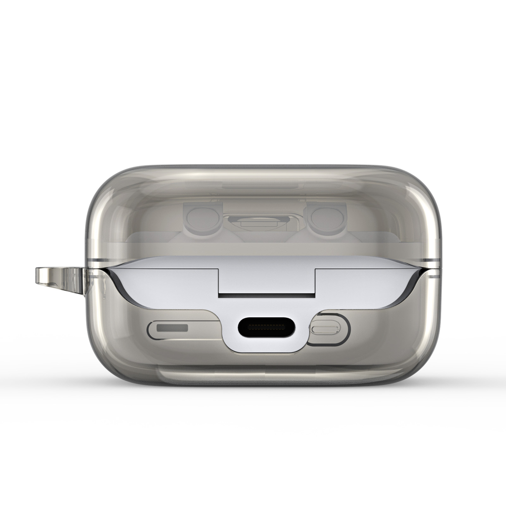 Чехол серого цвета из TPU для наушников Samsung Buds4 и Buds 4 Pro, серия SECI Series от Dux Ducis, в комплекте с карабином