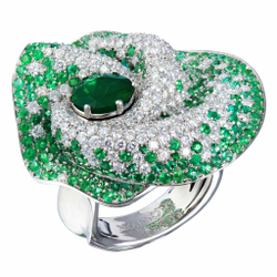 Кольцо с Изумрудом и Бриллиантами, R0133-0/1