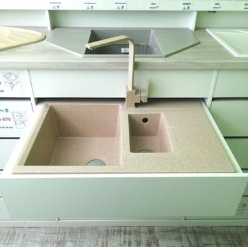 Мойка POLYGRAN BRIG-770 песочный №302, смеситель OSCURO песочный