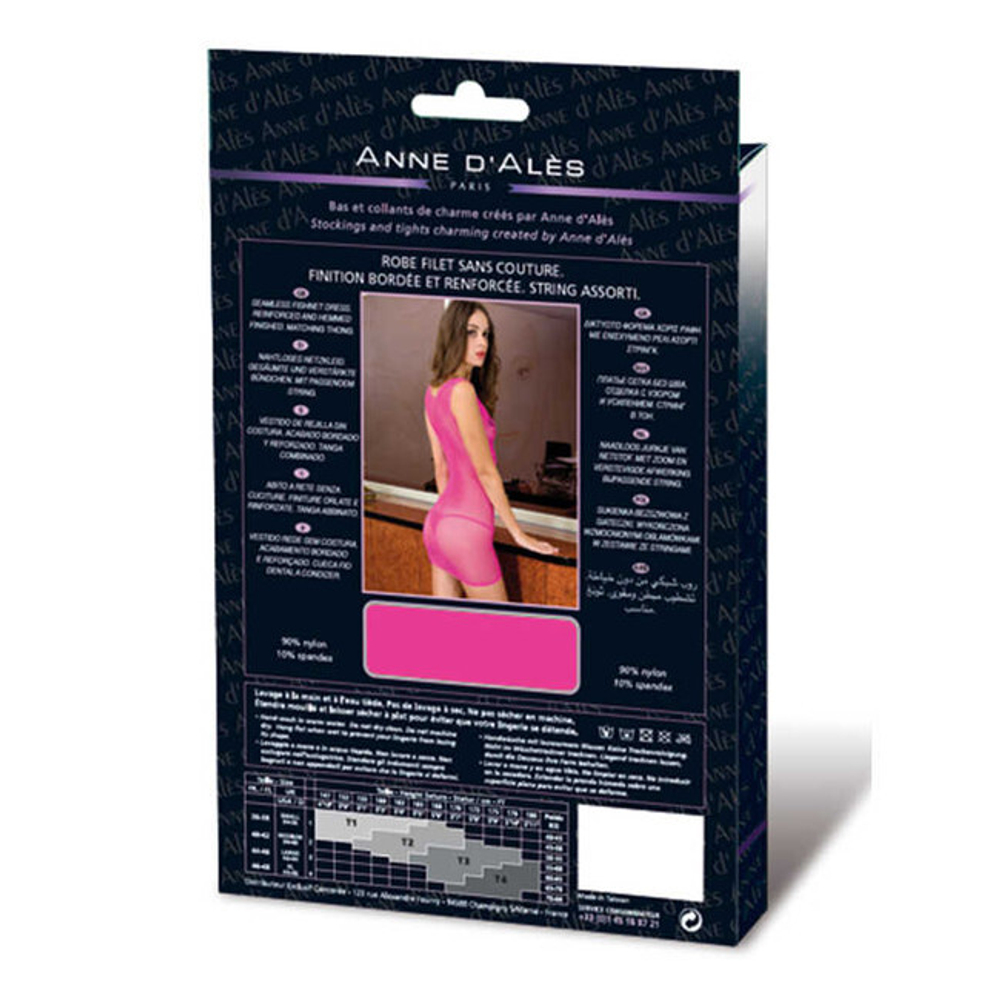 Платье розовое в мелкую сетку Anne D'Ales "Dress Marise Rose" XL (Цвет: розовый)
