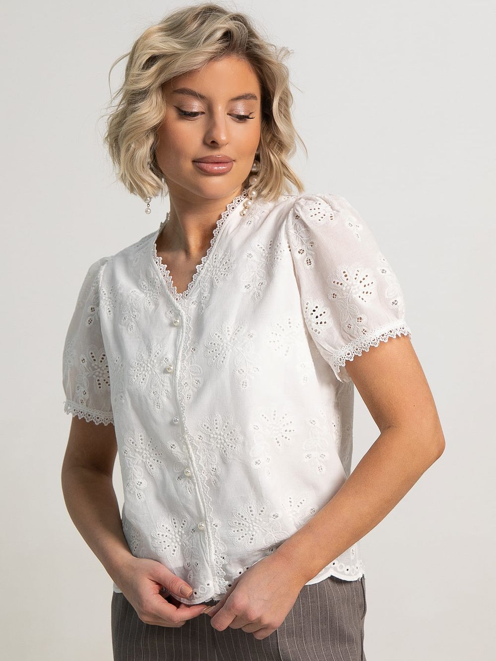 Блуза Бал цветов (белая) Б15747-7М LT Collection