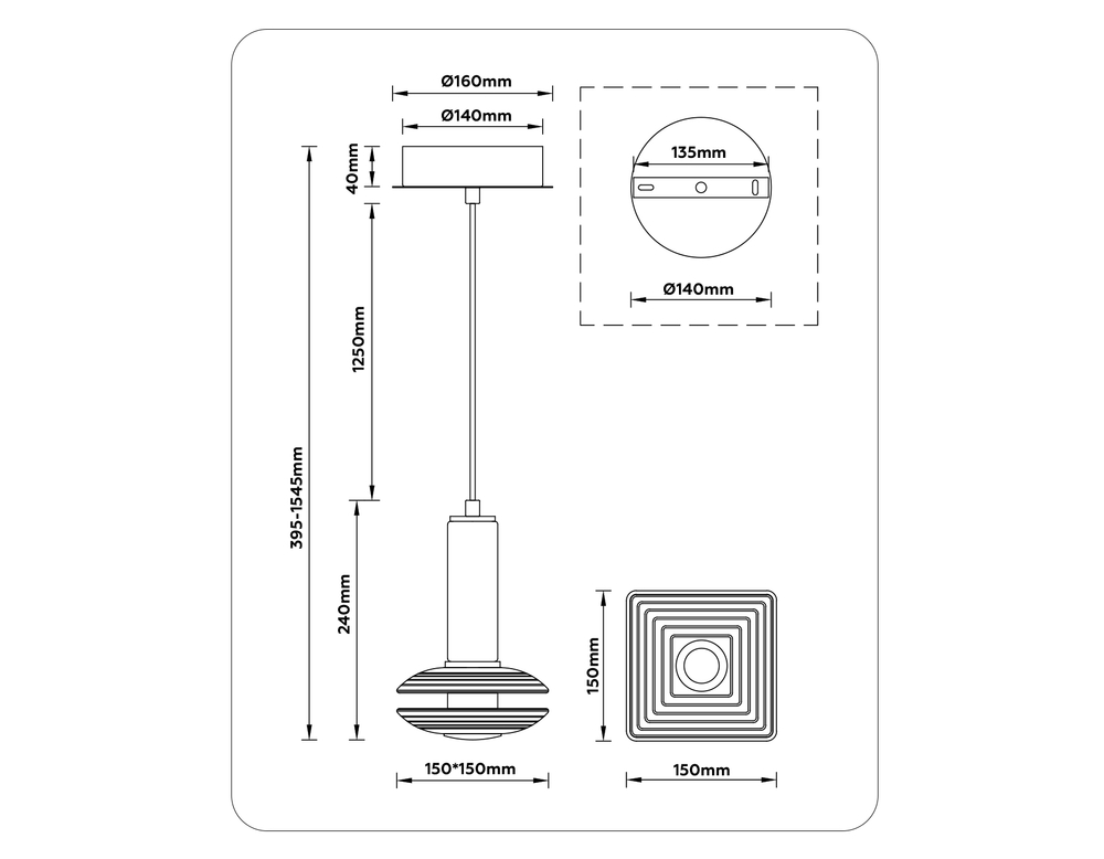 LH31001 BS/TI латунь/янтарь 10W 3000K 150*150*240