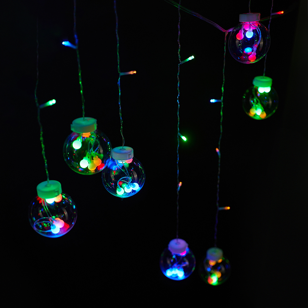 Светодиодная гирлянда "Лампочки разноцветные" 108 LED, 12 фигур, 8 режимов, IP 14, 1*3,5 м. 1 шт.