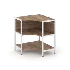 Shelf System Односекционный угловой стеллаж двухярусный SN.STMU-211 Дуб Табак/Металл Белый 810*810*8