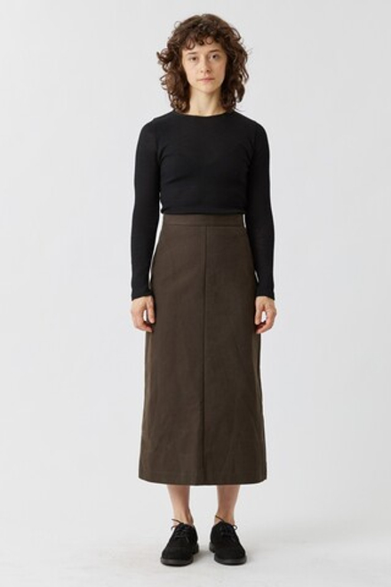 Юбка с разрезом из болотного хлопка