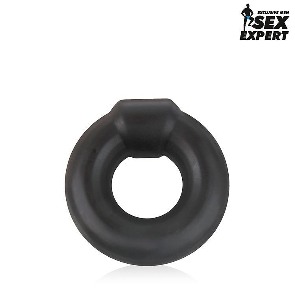 Черное силиконовое круглое эрекционное кольцо Sex Expert (Цвет: черный)