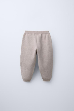 ZARA ТРИКОТАЖНЫЕ БРЮКИ-ДЖОГГЕРЫ, СВЕТЛО-БЕЖЕВЫЙ