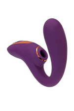 Фиолетовый вибромассажер с клиторальной стимуляцией Megam