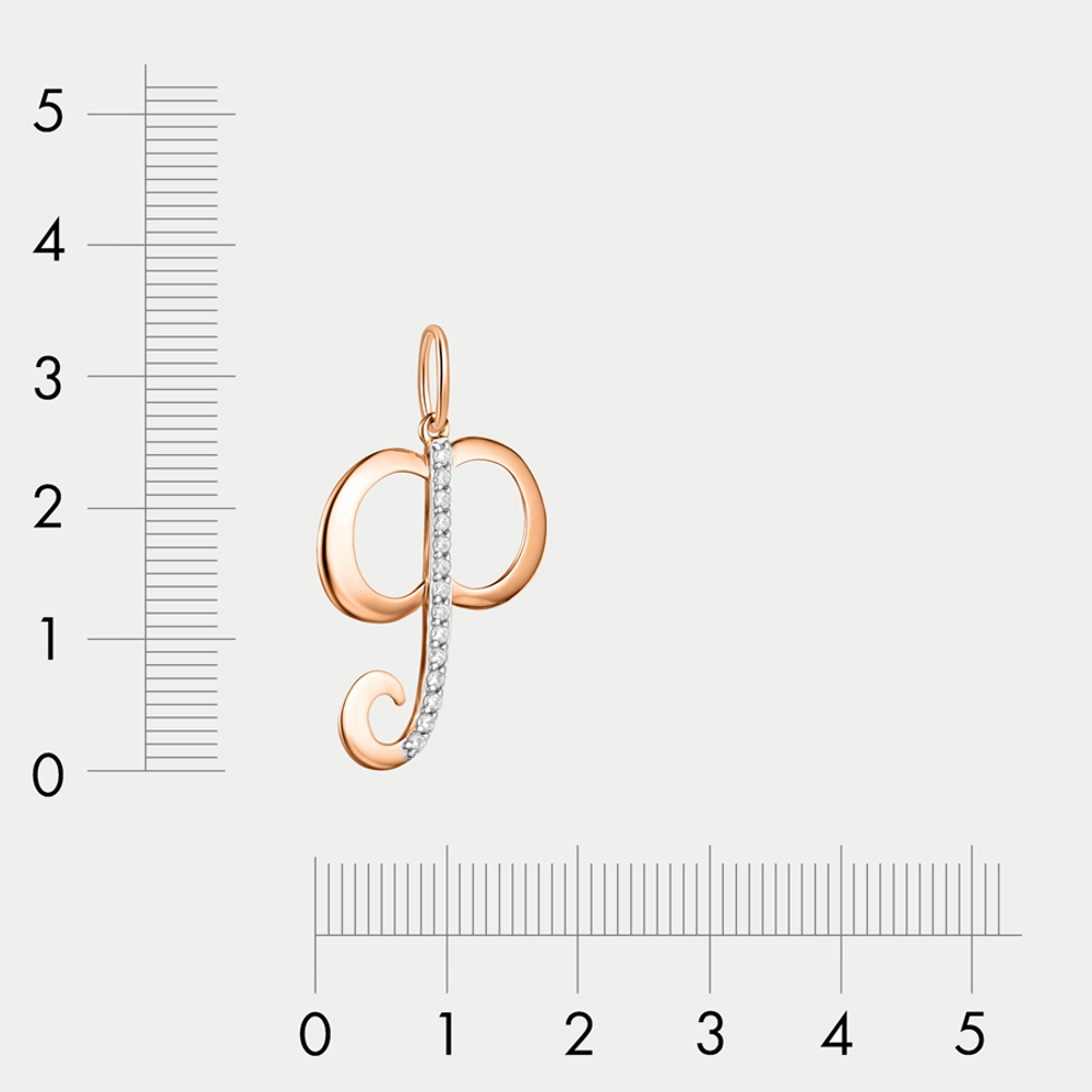 Подвеска-буква "Ф" женская из розового золота 585 пробы с фианитами (арт. 03-10101-0717)