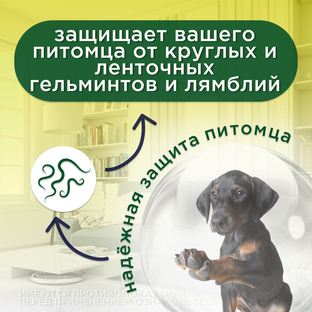 Таблетки от гельминтов и лямблий для собак Фенпраз 6таб, Пирантел/ Празиквантел/Фенбендазол