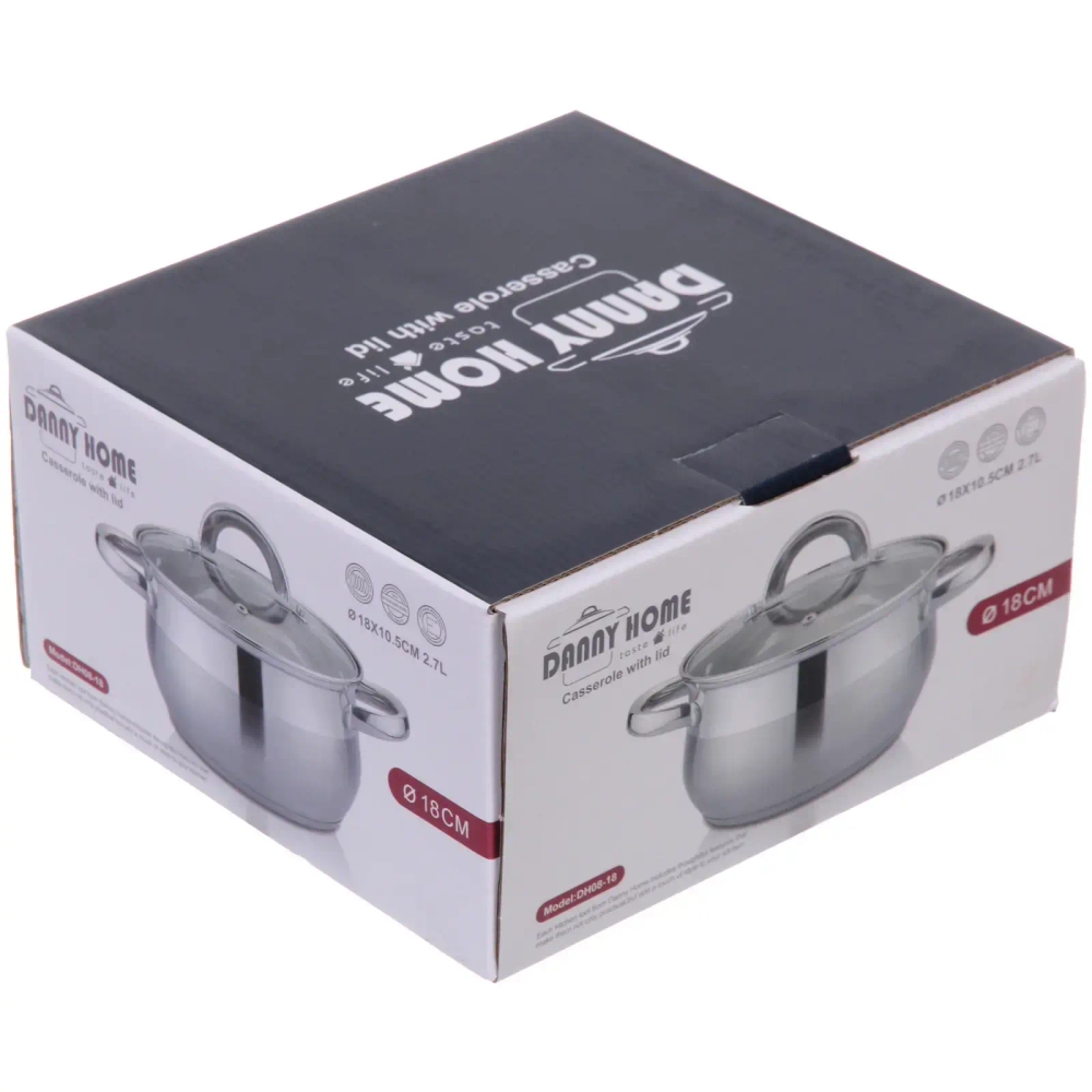 Кастрюля из нержавеющей стали BARBARA 2,7л, индукция, DH08-18