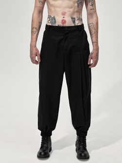 Брюки с вертикальными складками "Рабочие". Черные