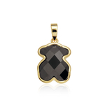 Латунная цепочка с Подвеской "Мишка из чёрной керамики", gold