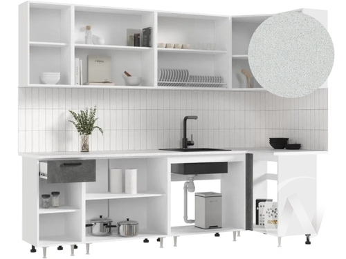 Кухня Рио NEW ЛДСП 2;6х1;0м (белый/бетон светлый; бетон темный/антарес)