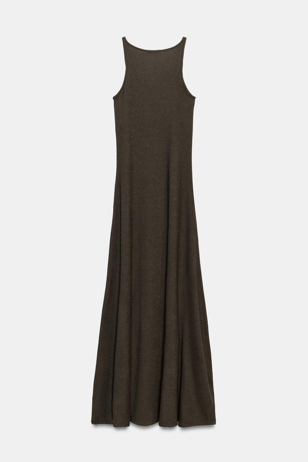 ZARA ПЛАТЬЕ ИЗ ТКАНИ С ЭФФЕКТОМ ПОЛОТНА, ХАКИ