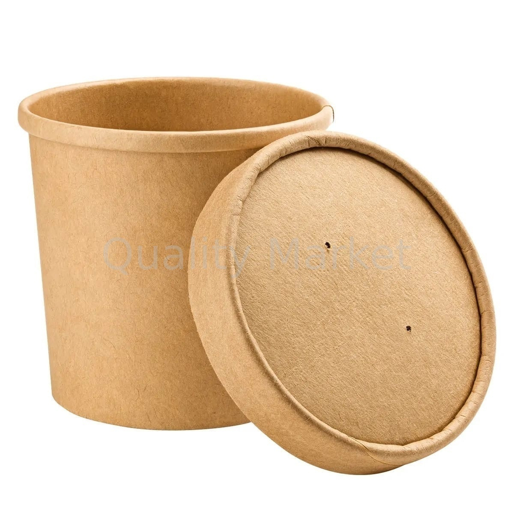 Супница, 1000 мл, 115*91*133 мм ,КРАФТ, с бумажной крышкой